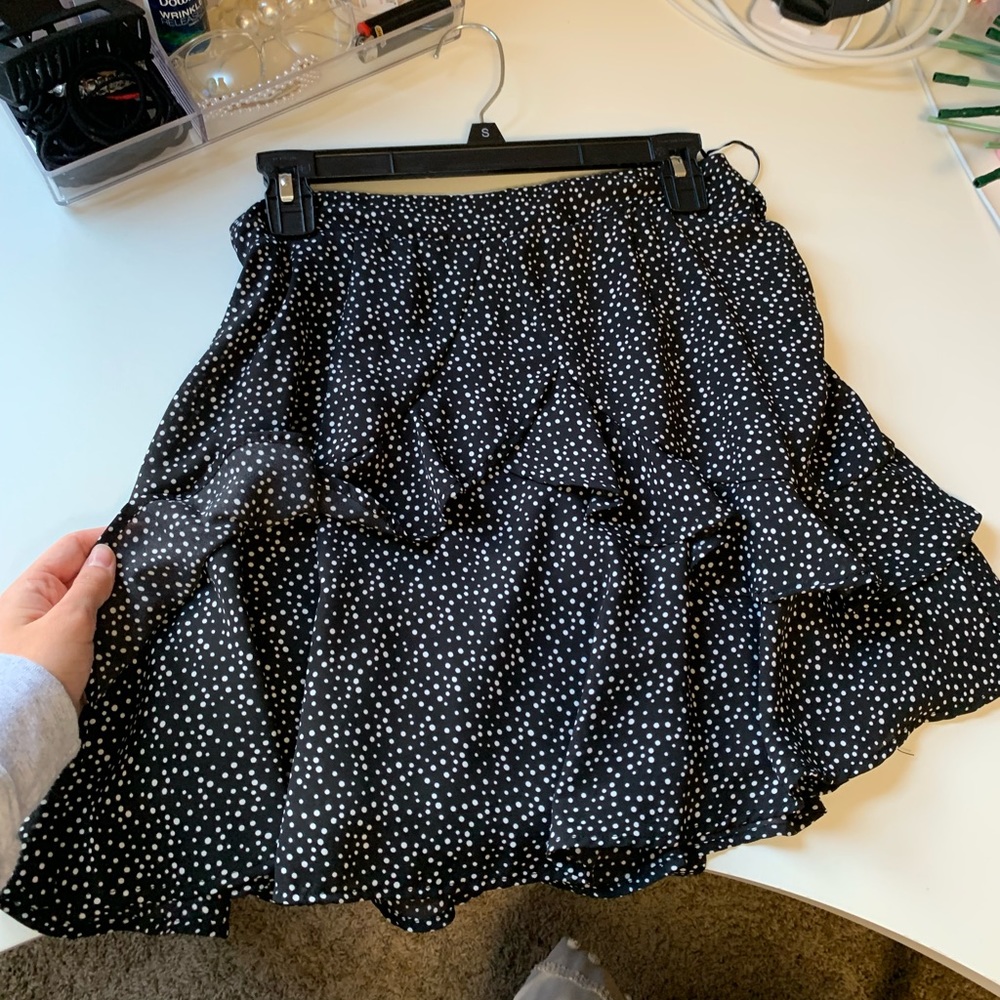 Altar’d State Black/White Polka Dot Ruffled Skirt